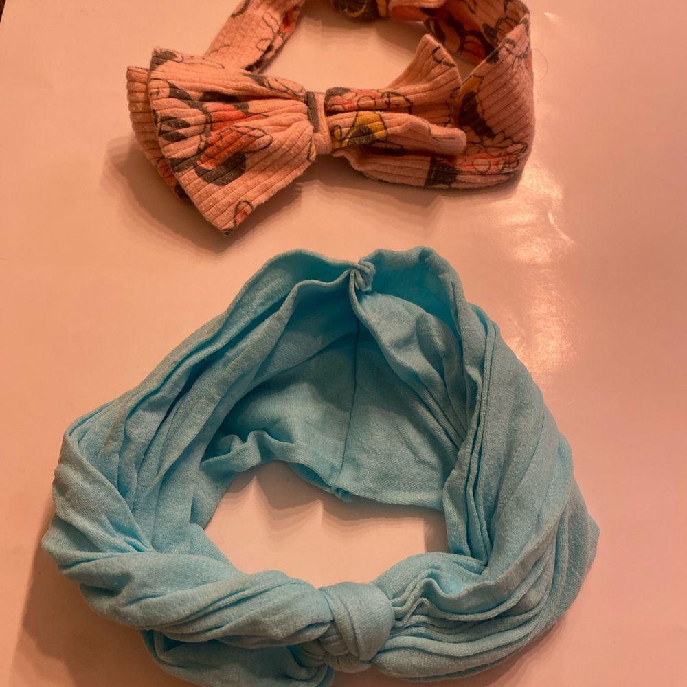 Kids Turquoise Knot Headband and Pink Minnie Bow Set